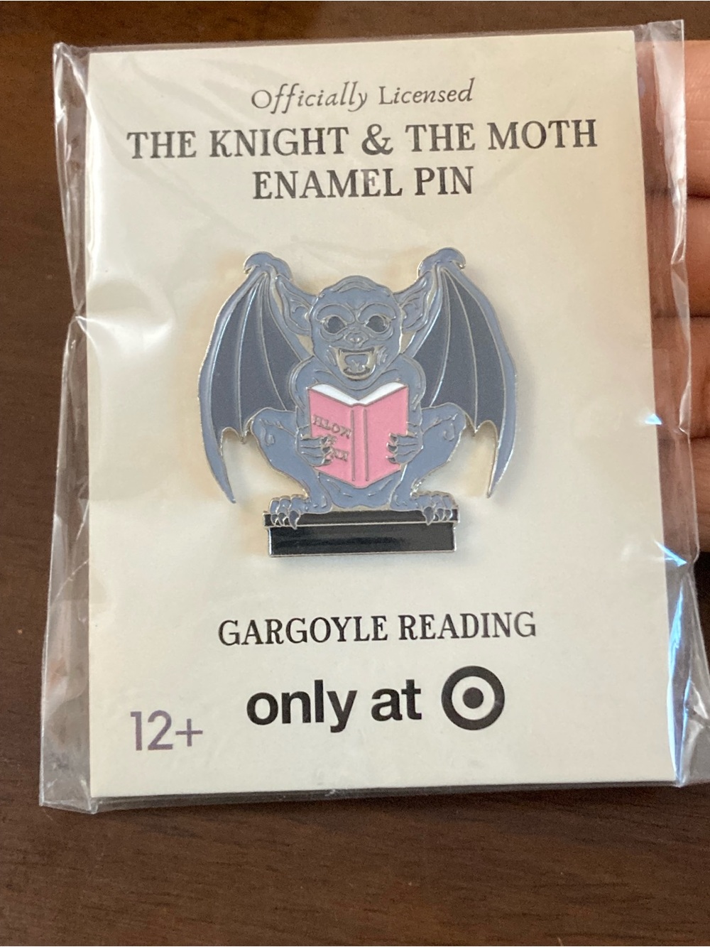 Target Gargoyle Reading Enamel Pin - Gray & Pink